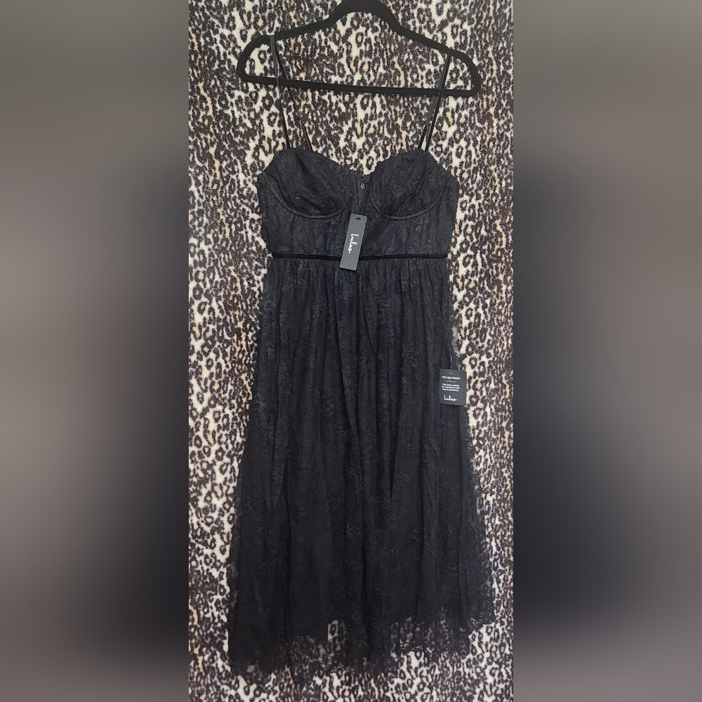 Lulu's Black Strapless Babydoll Dress with Sweetheart Neckline